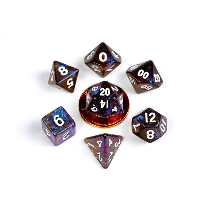 FanRoll: Acrylic 10mm Mini 7-Piece Dice Set - Stardust Galaxy