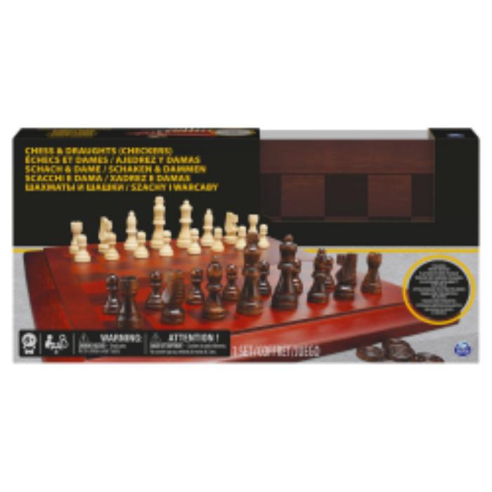 Deluxe Wood Folding Chess and Checkers
