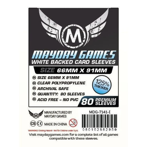 Mayday Premium Card Sleeves: Standard Size (63.5 x 88mm) - White Backe LVLUP GAMES Mayday Premium Card Sleeves: Standard Size (63.5 x 88mm) - White Backe LVLUP GAMES