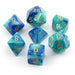 Chessex Dice: Gemini, 7-Piece Sets-Blue-Teal w/Gold-LVLUP GAMES