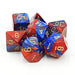 Chessex Dice: Gemini, 7-Piece Sets-Blue-Red w/Gold-LVLUP GAMES