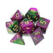 Chessex Dice: Gemini, 7-Piece Sets-Green-Purple w/Gold-LVLUP GAMES