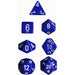 Chessex Dice: Opaque Colours, 7-Piece Sets-Blue w/White-LVLUP GAMES