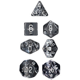 Chessex Dice: Translucent Colours, 7-Piece Sets-Clear-LVLUP GAMES
