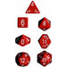 Chessex Dice: Opaque Colours, 7-Piece Sets-Red w/White-LVLUP GAMES