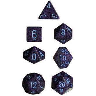 Chessex Dice: Speckled Colours, 7-Piece Sets-Cobalt-LVLUP GAMES