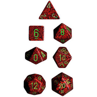 Chessex Dice: Speckled Colours, 7-Piece Sets-Strawberry-LVLUP GAMES