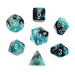 Chessex Dice: Gemini, 7-Piece Sets-Black-Shell w/White-LVLUP GAMES