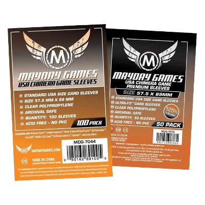 Mayday: Premium Soft Sleeves - Standard USA Chimera 57.5x89mm, Clear 50ct.-LVLUP GAMES