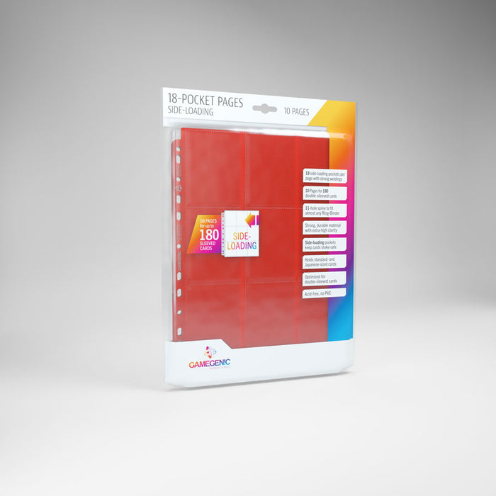Gamegenic 18-Pocket Pages: Side-Loading (10 Pages Bag) - Red
