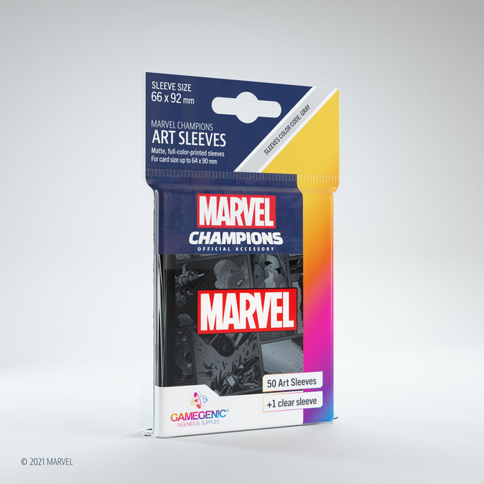 Gamegenic: Marvel Champions Art Sleeves - Marvel Logo, Black