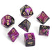 Chessex Dice: Gemini, 7-Piece Sets-Black-Purple w/Gold-LVLUP GAMES