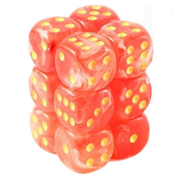 Chessex 12D6 Dice: Ghostly Glow - Orange/Yellow