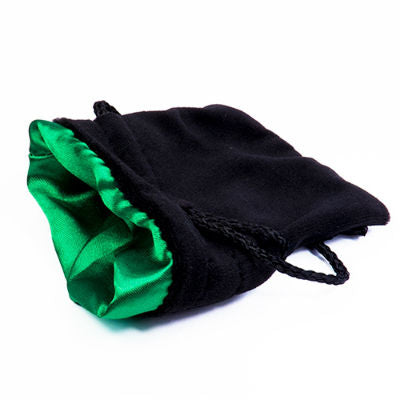 Koplow Satin-Lined Dice Bag, 5" x 8" Large-Black w/Green-LVLUP GAMES