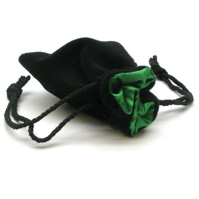 Koplow Satin-Lined Dice Bag, Small-Black w/Green-LVLUP GAMES