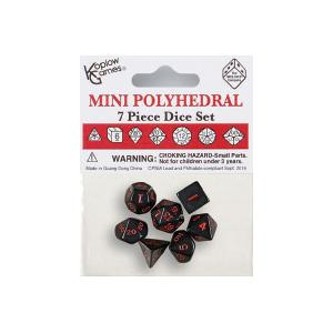 Koplow: Mini 7-Piece Dice Set - Opaque Black/Red Ink