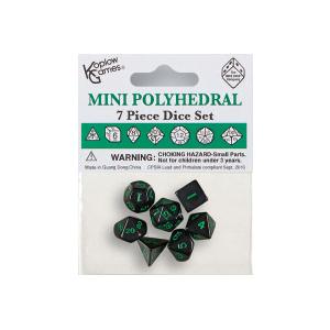 Koplow: Mini 7-Piece Dice Set - Opaque Black/Green Ink