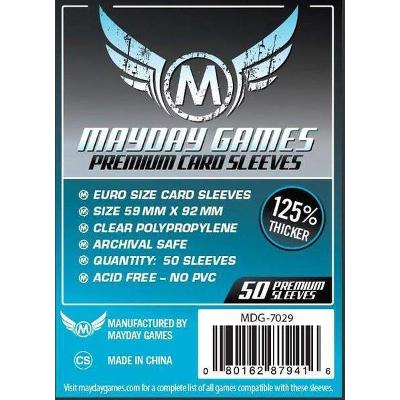 Mayday: Standard Soft Sleeves - Standard Euro 59x92mm, Clear w/Black Back 100ct-LVLUP GAMES