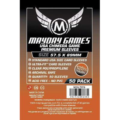 Mayday: Premium Soft Sleeves - Standard USA Chimera 57.5x89mm, Clear 50ct.-LVLUP GAMES