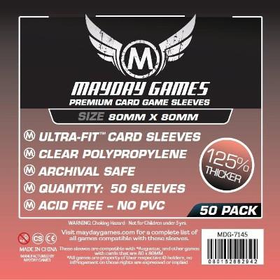 Mayday: Premium Soft Sleeves - Medium Square 80mmx80mm, Clear 50ct.-LVLUP GAMES