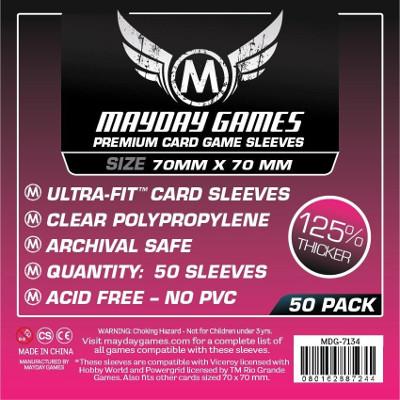 Mayday: Premium Soft Sleeves - Small Square 70mmx70mm, Clear 50ct.-LVLUP GAMES