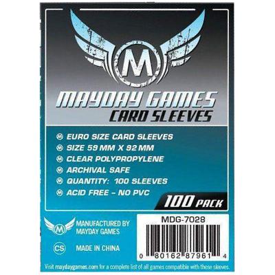 Mayday: Standard Soft Sleeves - Standard Euro 59x92mm, Clear 100ct-LVLUP GAMES