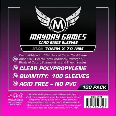 Mayday: Premium Soft Sleeves - Small Square 70mmx70mm, Clear 50ct.-LVLUP GAMES