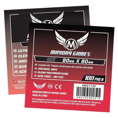 Mayday: Standard Soft Sleeves - Medium Square 80mmx80mm, Clear 100ct.-LVLUP GAMES