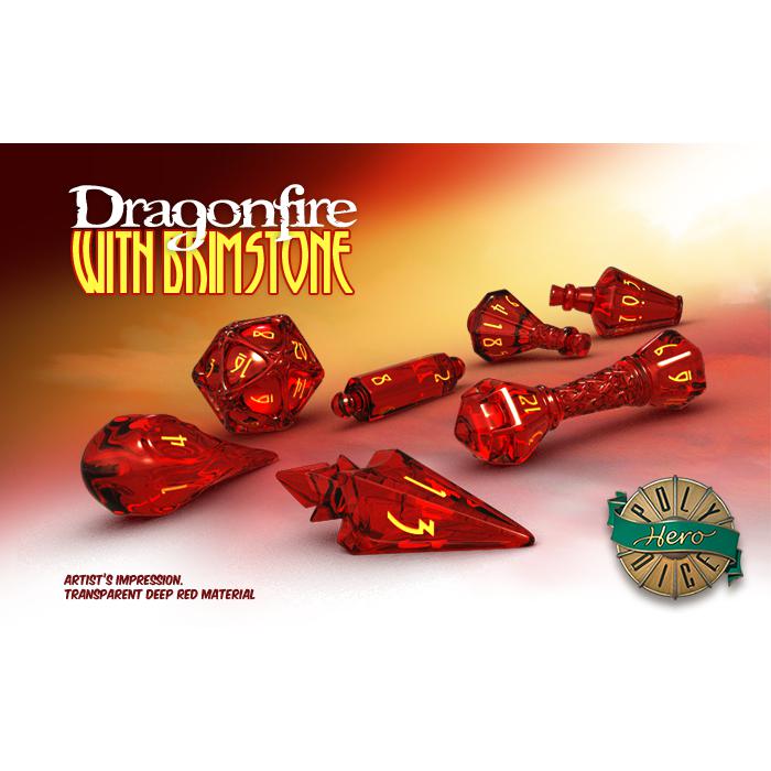 PolyHero Dice: Wizard Set-Dragonfire w/Brimstone-LVLUP GAMES