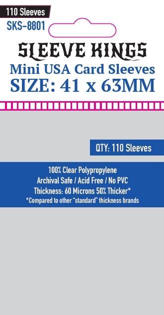 Sleeve Kings: Standard - Mini USA 41mm x63mm, 110ct Clear