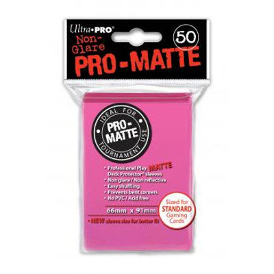 Ultra Pro: Pro-Matte Standard Card 66mm x 91mm Sleeves, 50ct Bright Pink-LVLUP GAMES