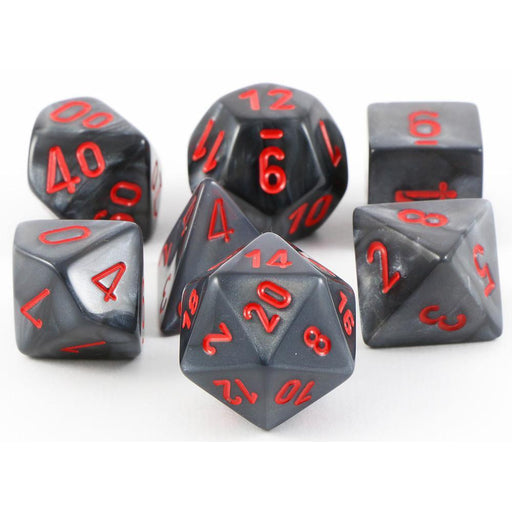 Chessex Dice: Velvet, 7-Piece Sets-Black w/Red-LVLUP GAMES