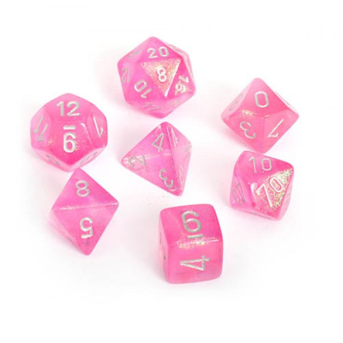 Chessex Dice: Borealis, 7-Piece Sets-Pink w/Silver-LVLUP GAMES