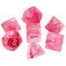 Chessex Dice: Ghostly Glow, 7-Piece Sets-Pink w/Silver-LVLUP GAMES