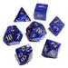 Chessex Dice: Scarab, 7-Piece Sets-Royal Blue w/Gold-LVLUP GAMES