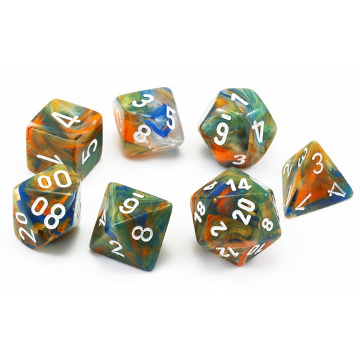 Chessex Dice: Festive, 7-Piece Sets-Autumn w/White-LVLUP GAMES