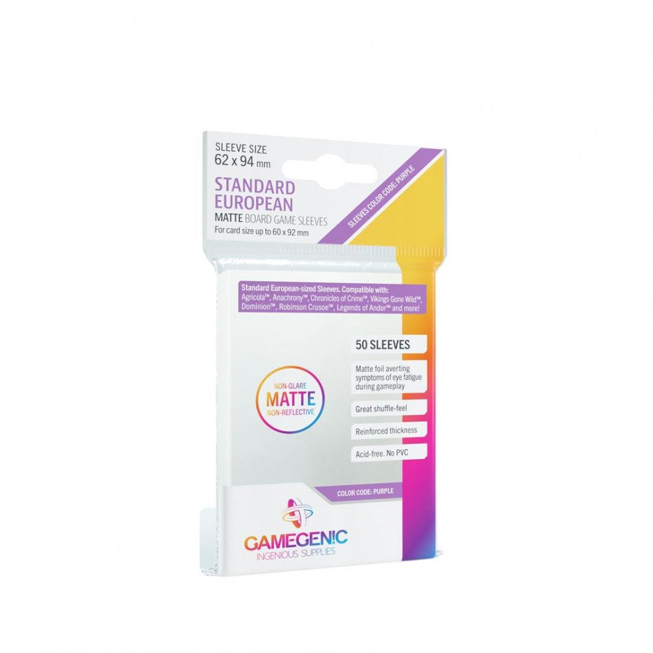 Gamegenic Card Sleeves: Matte Standard European (62 x 94mm) - Clear 50 LVLUP GAMES Gamegenic Card Sleeves: Matte Standard European (62 x 94mm) - Clear 50 LVLUP GAMES