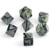 Chessex Dice: Gemini, 7-Piece Sets-Black-Grey w/Green-LVLUP GAMES