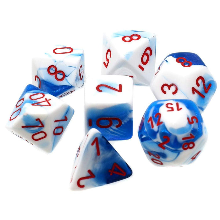 Chessex Dice: Gemini, 7-Piece Sets-Astral-Blue w/Red-LVLUP GAMES