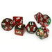 Chessex Dice: Gemini, 7-Piece Sets-Green-Red w/White-LVLUP GAMES