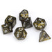 Chessex Dice: Leaf, 7-Piece Sets-Black Gold w/Silver-LVLUP GAMES