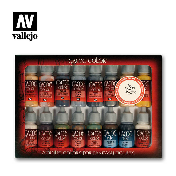 Vallejo: Game Color - Leather And Metal Set of 16