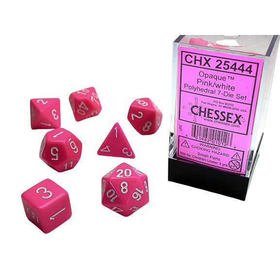 Opaque 7-Piece Set: Opaque Dice - Pink/White