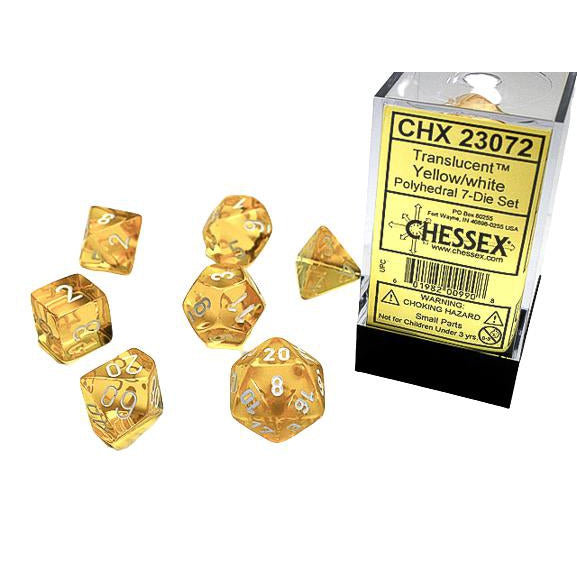 Chessex 7-Piece Sets: Translucent Dice - Yellow/White