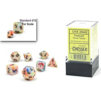 Chessex Mini-Polyhedral 7-Die Set: Festive - Circus/Black