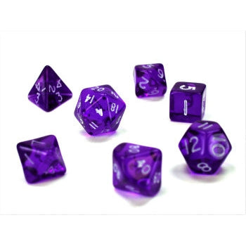 Chessex Mini-Polyhedral 7-Die Set: Translucent - Purple/White