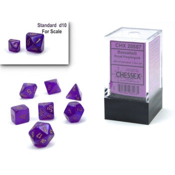 Chessex Mini-Polyhedral 7-Die Set: Borealis - Purple/Gold Luminary