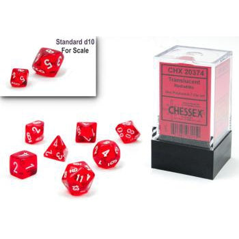 Chessex Mini-Polyhedral 7-Die Set: Translucent - Red/White