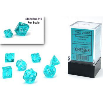 Chessex Mini-Polyhedral 7-Die Set: Translucent - Teal/White
