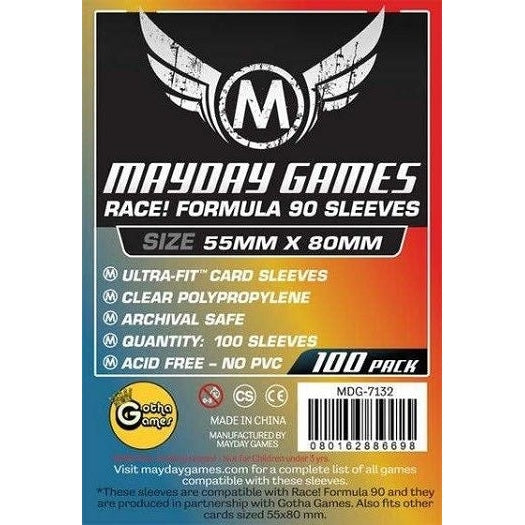 Mayday Card Sleeves: Standard Race Formula 90 (55mm x 80mm) - Clear 100ct.